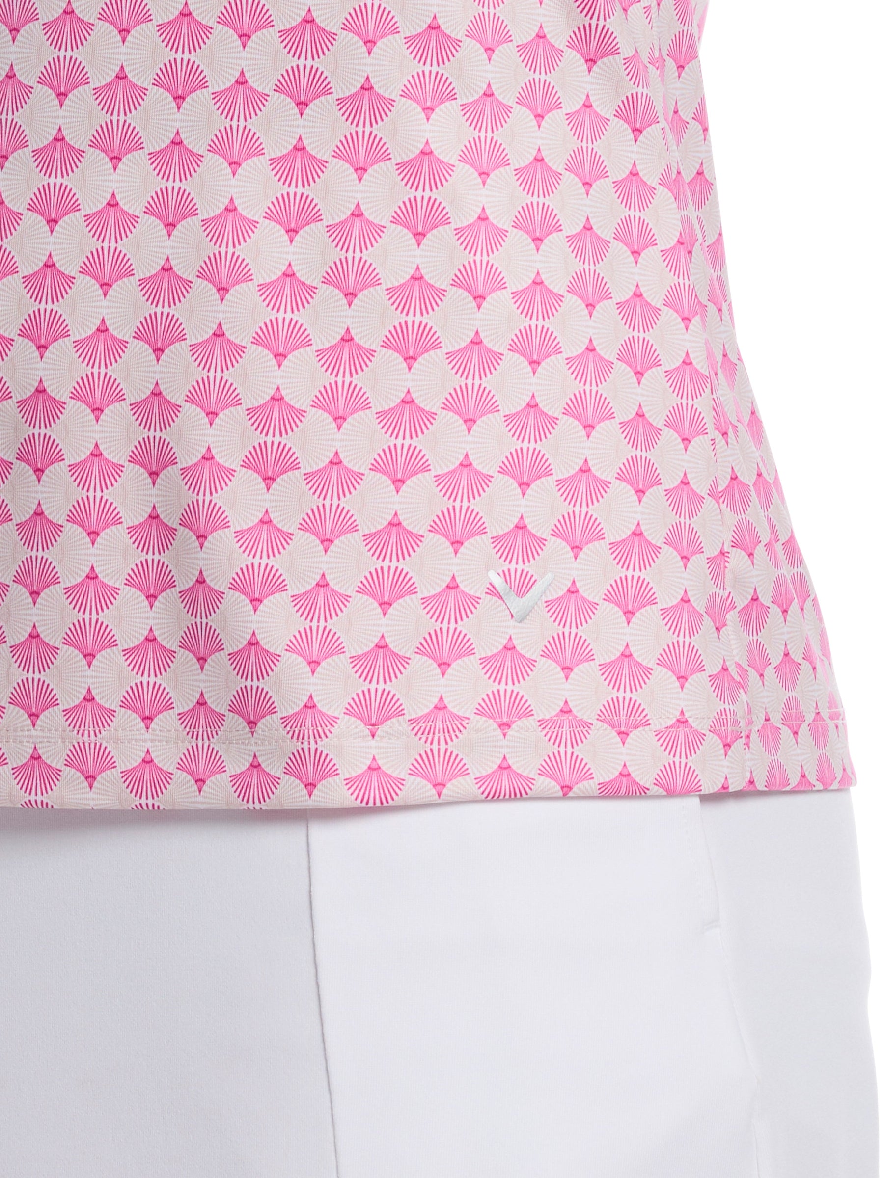 Womens Sleeveless Deco Geo Print Golf Polo