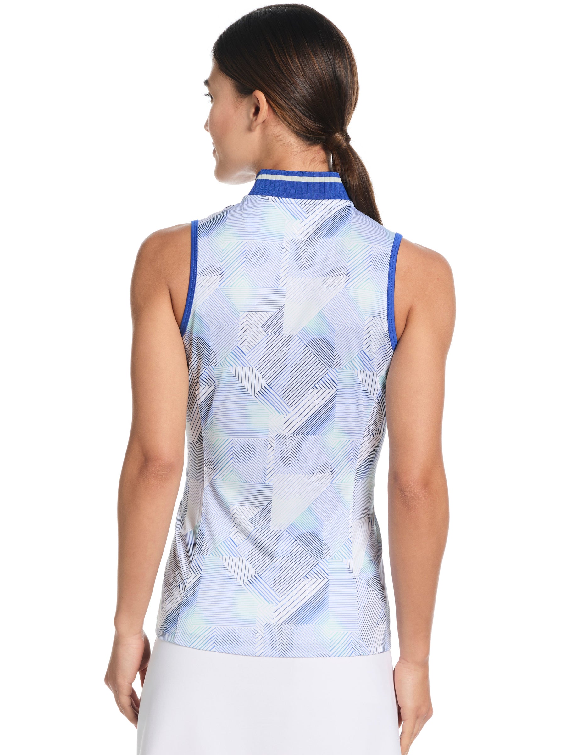 Womens Sleeveless Rib Collar Quarter Zip Golf Shirt