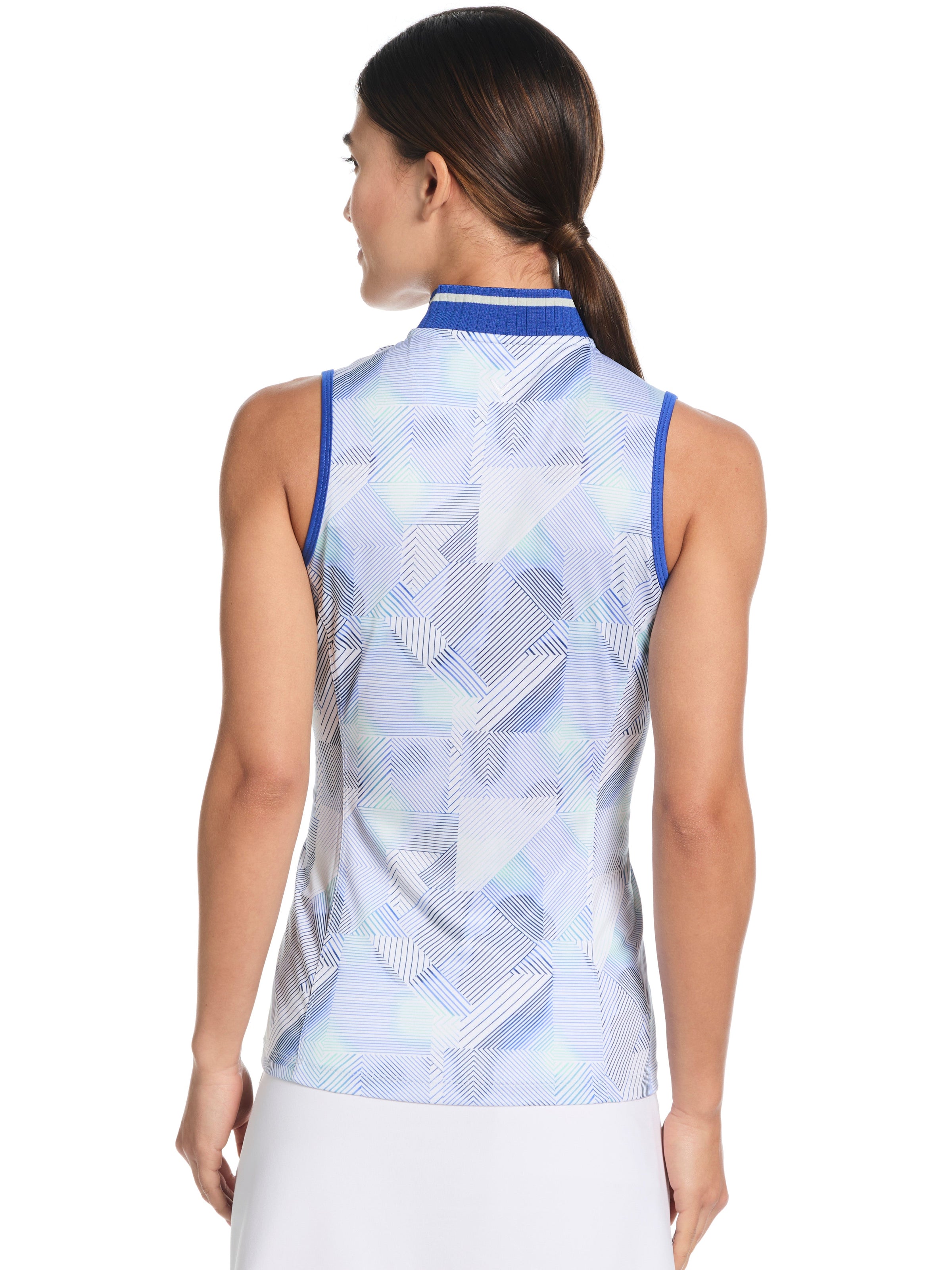 Womens Sleeveless Rib Collar Quarter Zip Golf Shirt