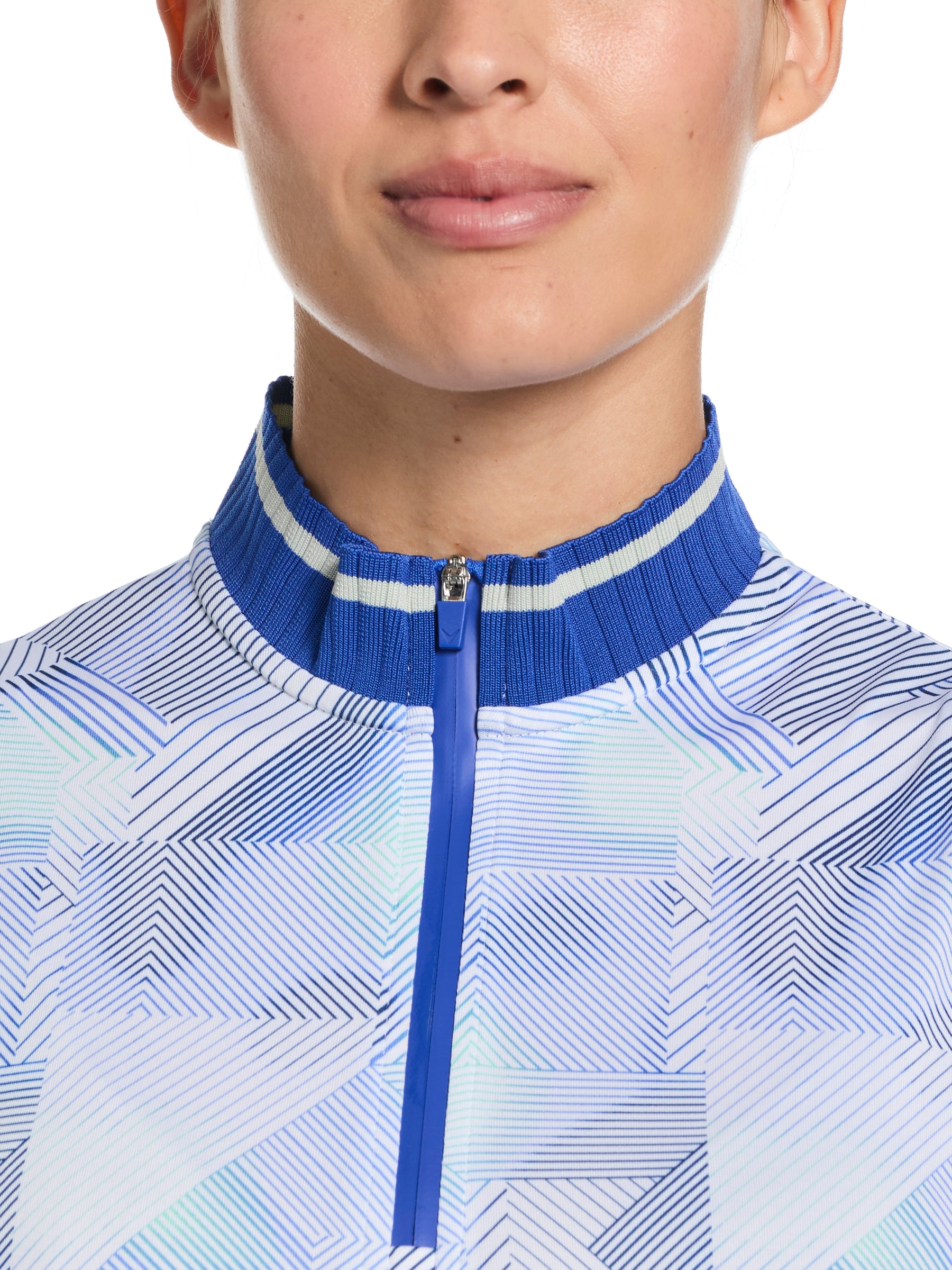 Womens Sleeveless Rib Collar Quarter Zip Golf Shirt