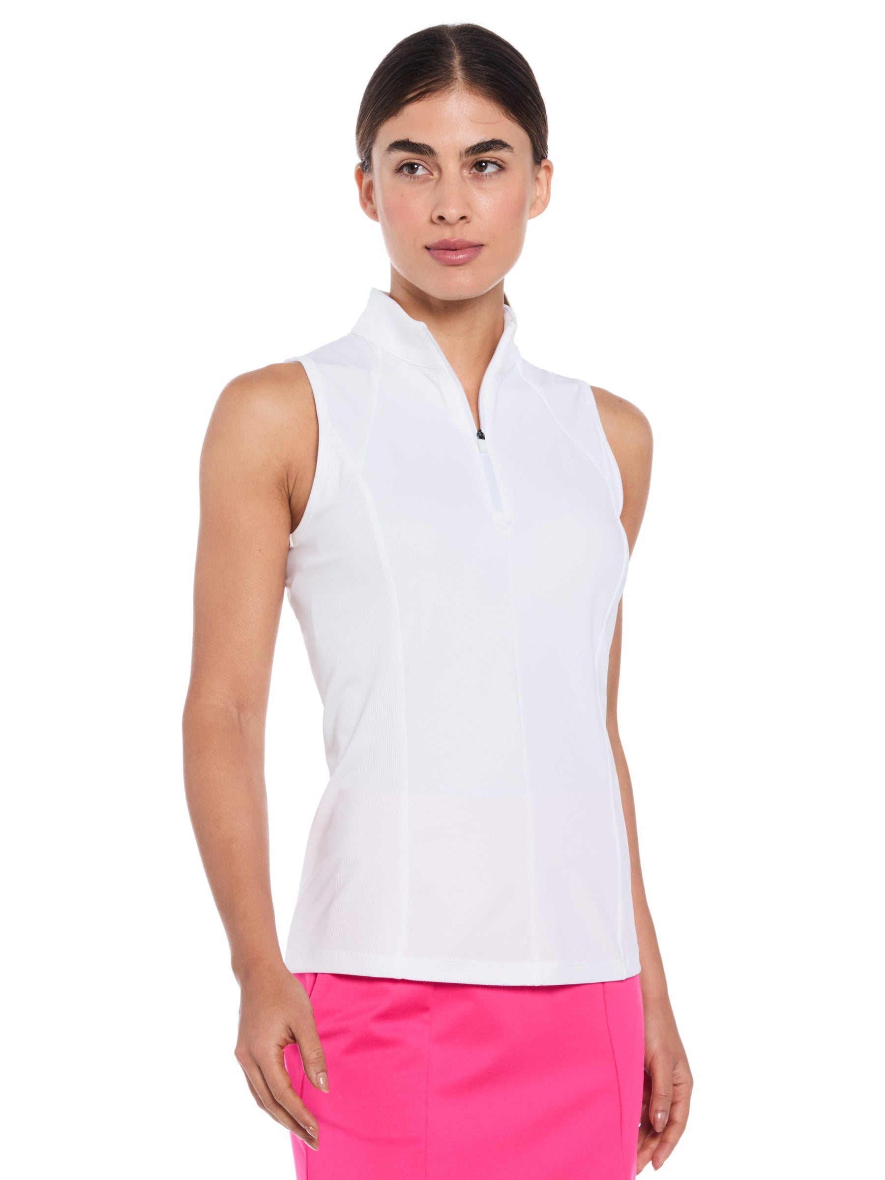 Womens Sleeveless Rib Print Shirt