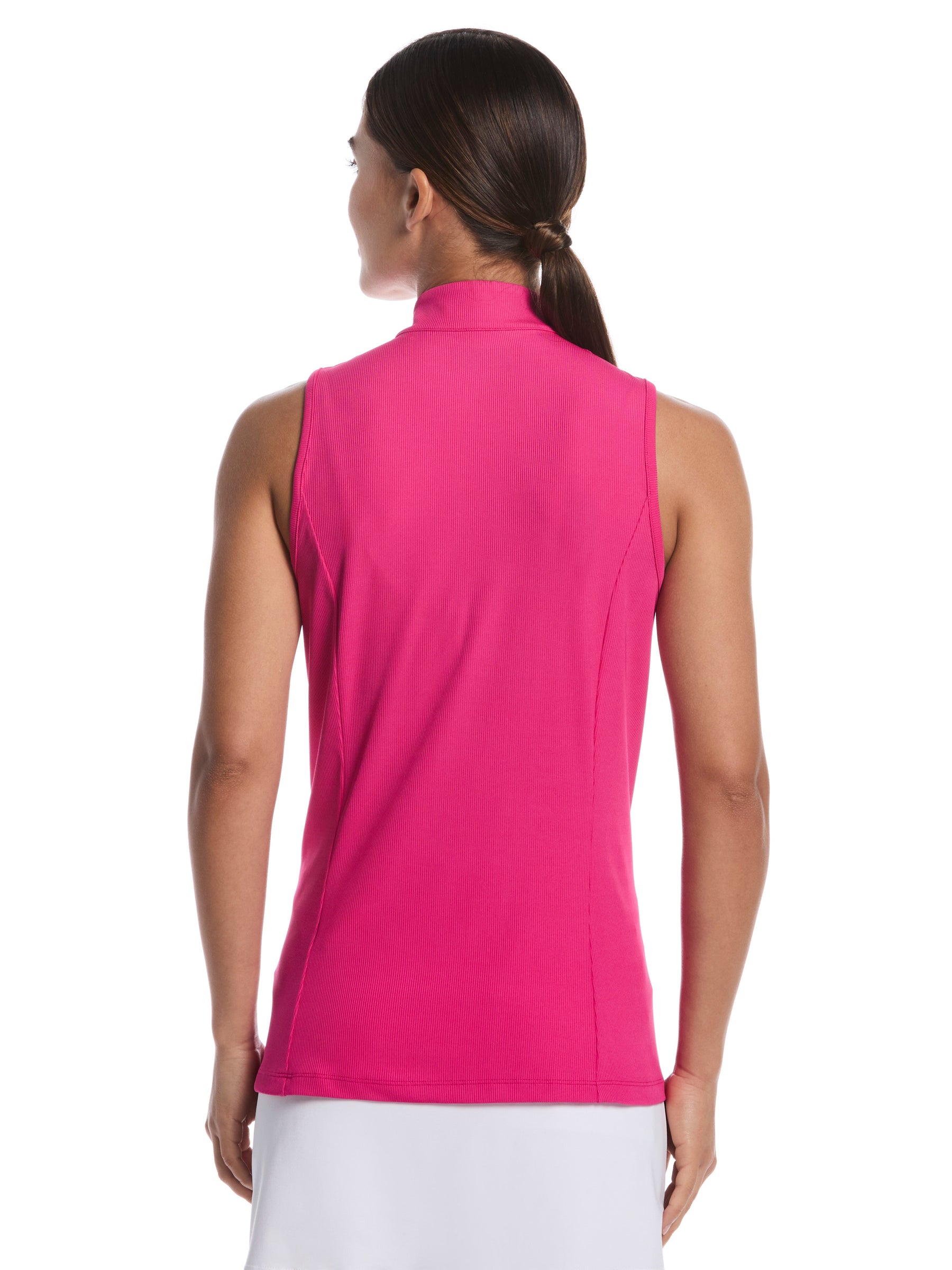 Womens Sleeveless Rib Print Shirt