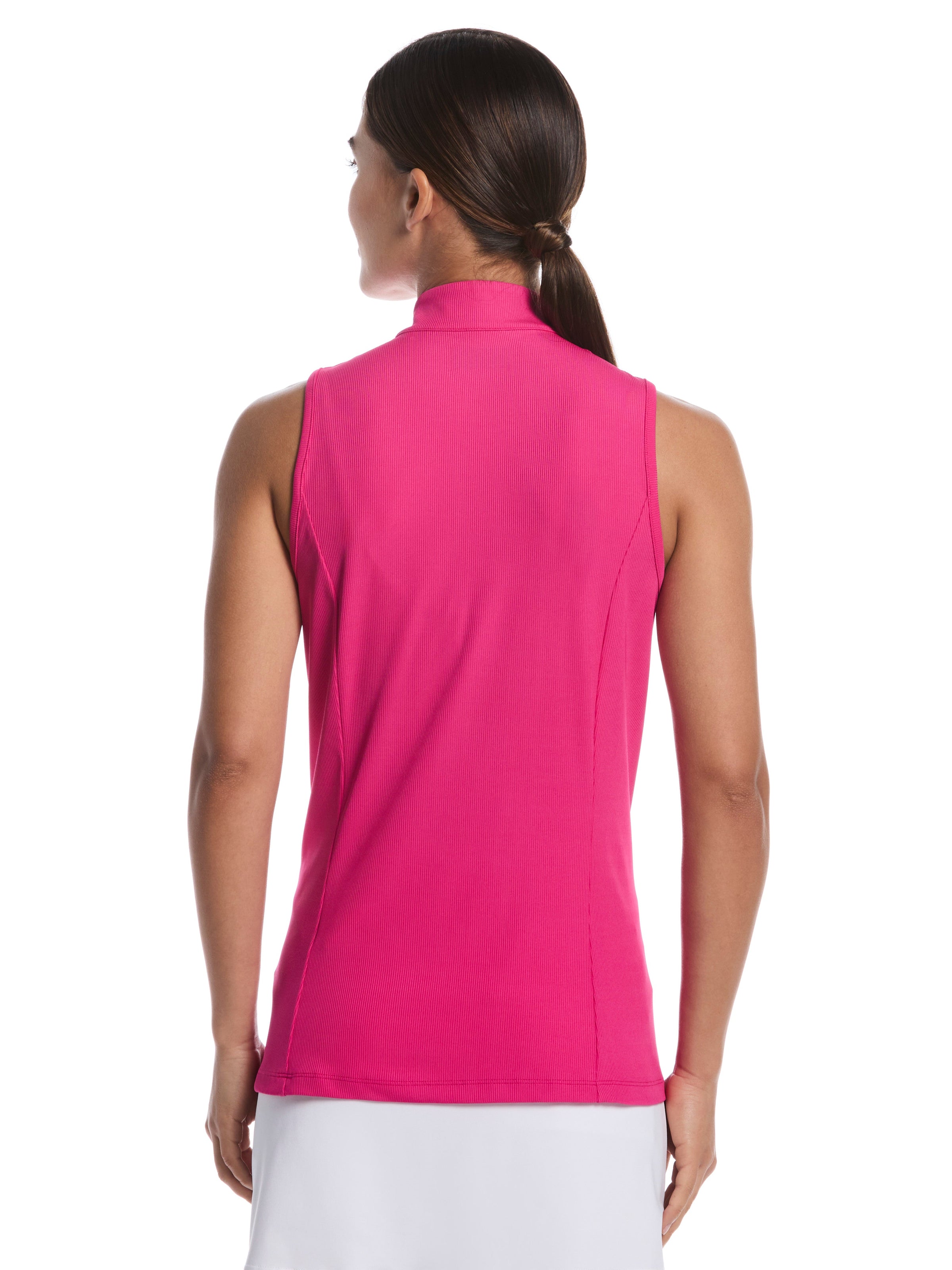 Womens Sleeveless Rib Print Shirt