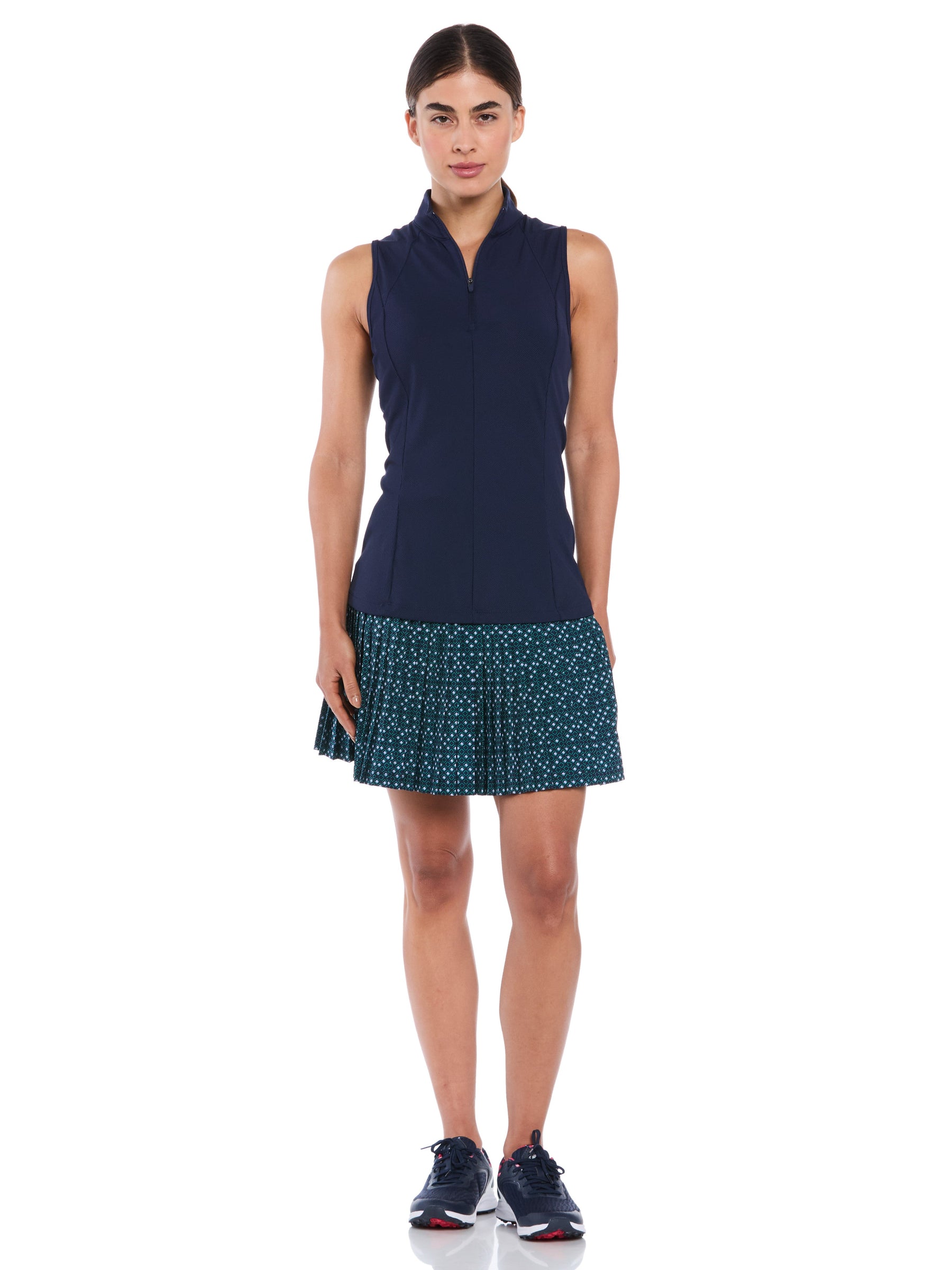 Womens Sleeveless Rib Print Shirt