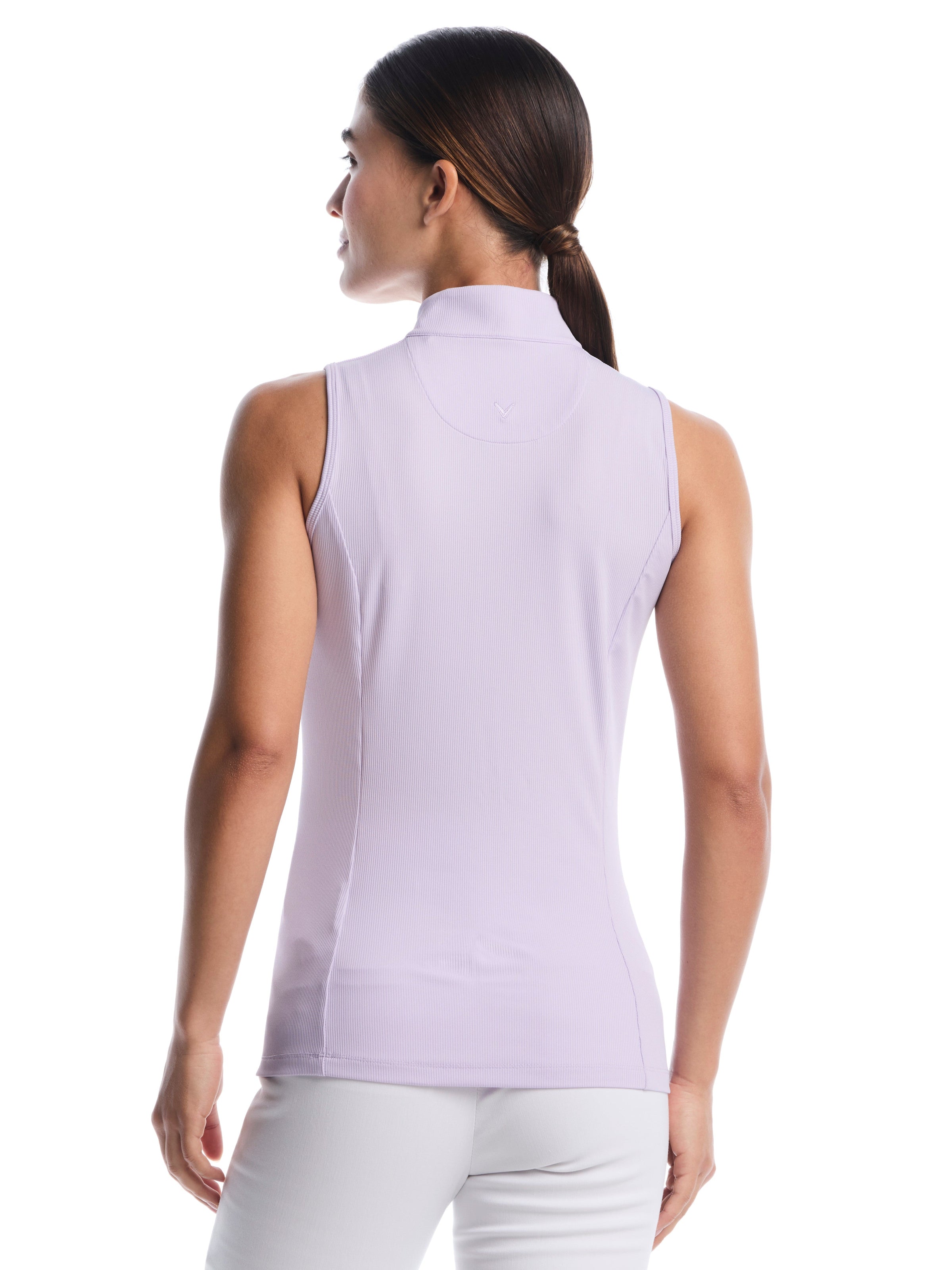 Womens Sleeveless Rib Print Shirt