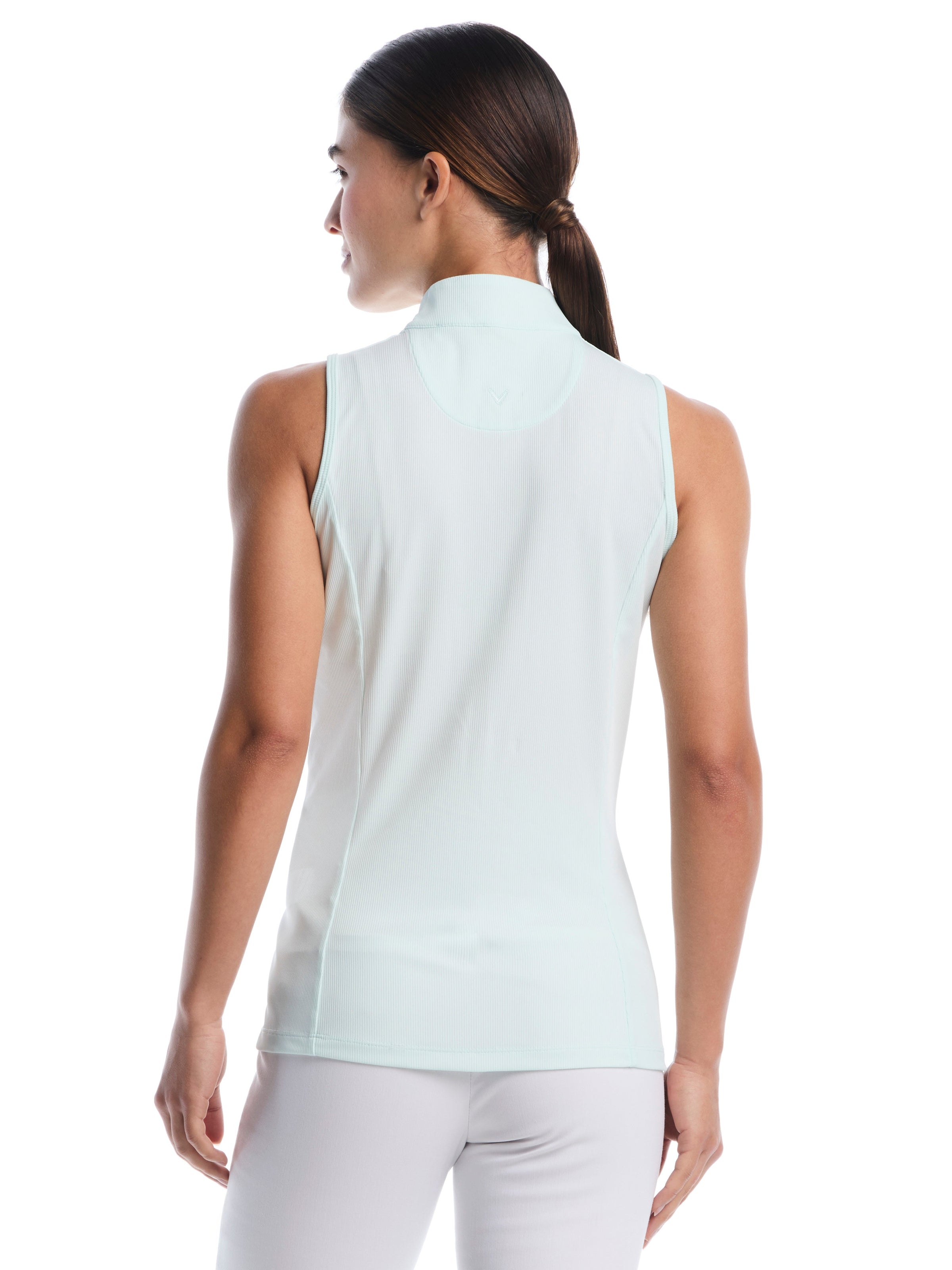 Womens Sleeveless Rib Print Shirt