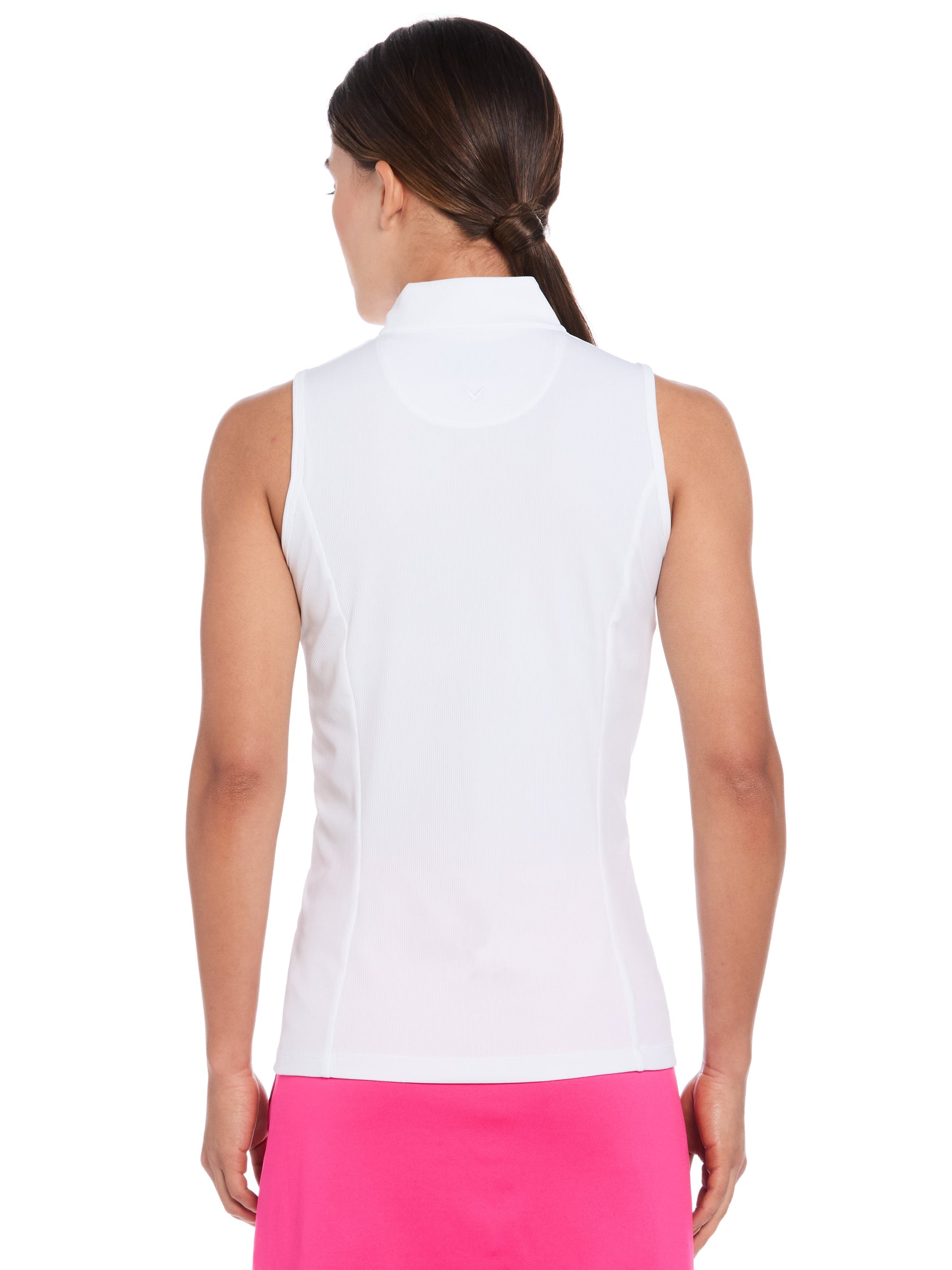 Womens Sleeveless Rib Print Shirt