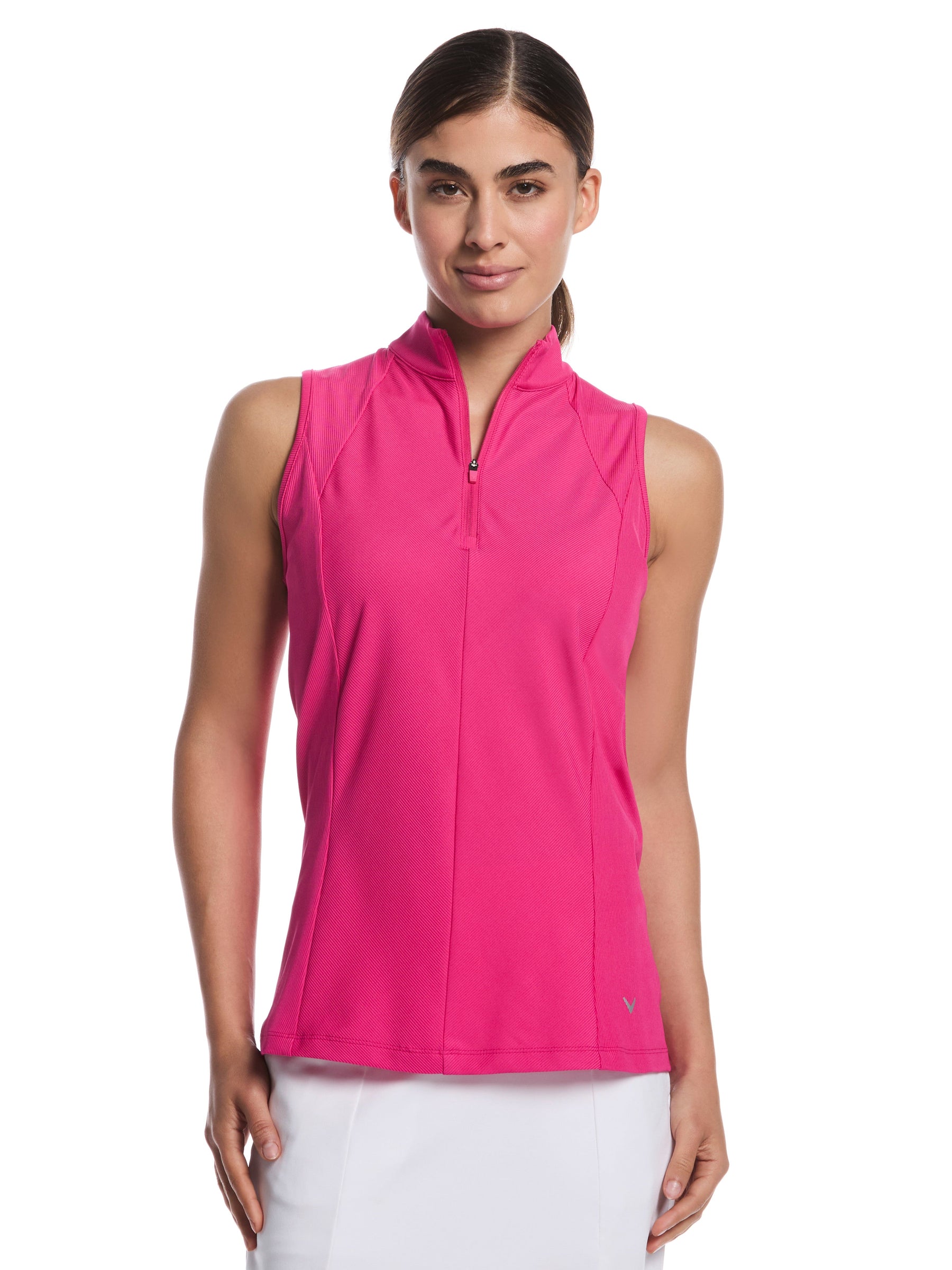 Womens Sleeveless Rib Print Shirt