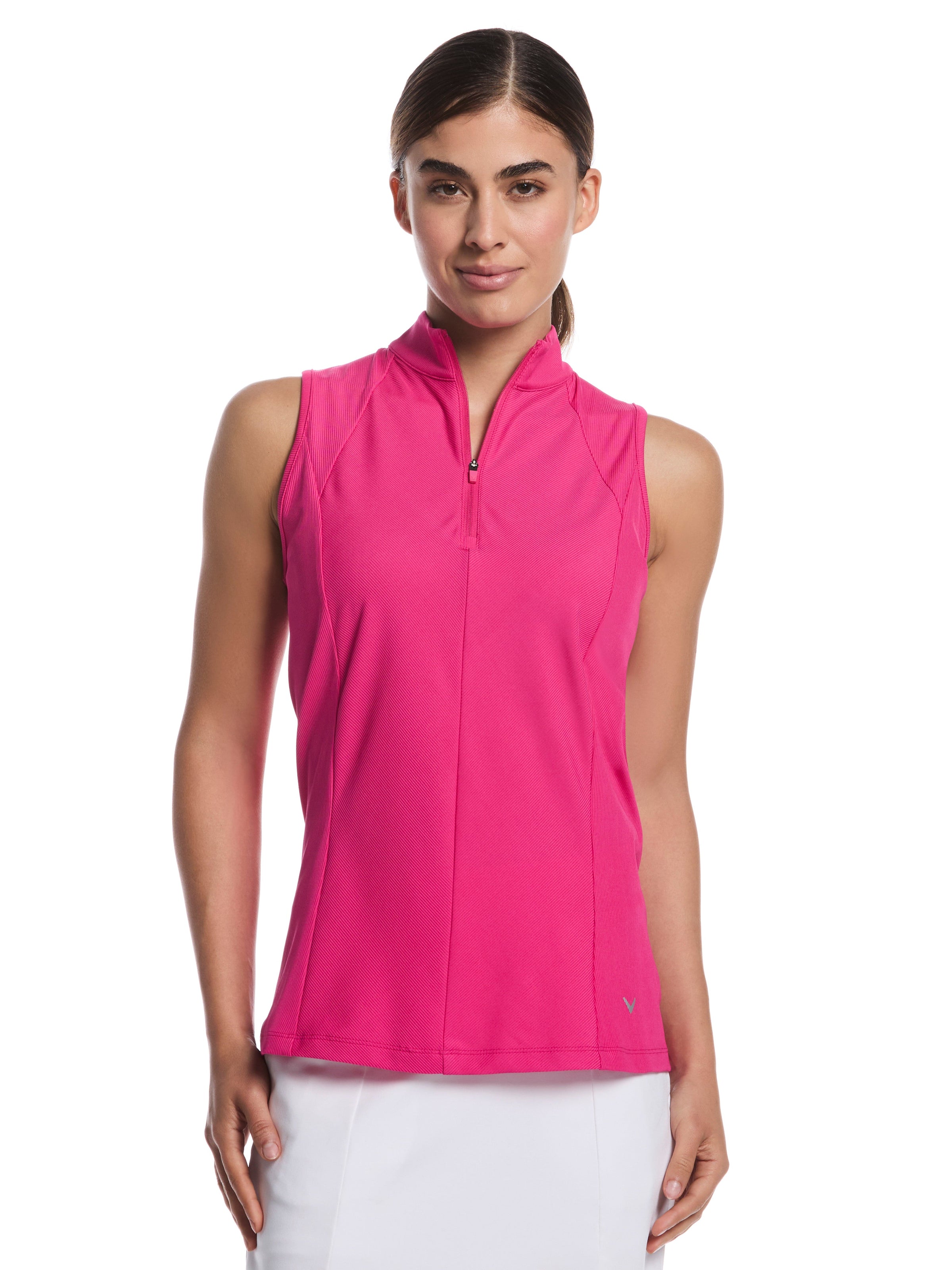 Womens Sleeveless Rib Print Shirt