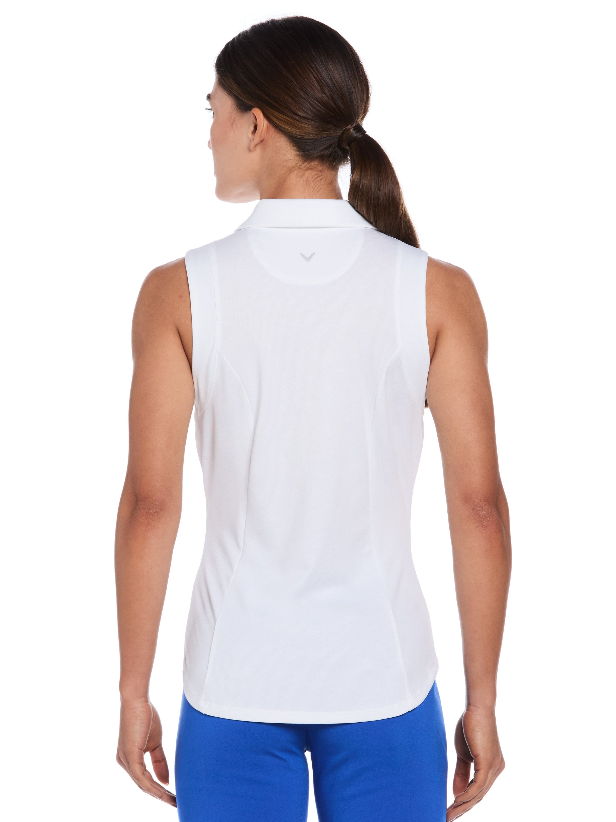 Womens Solid Sleeveless Golf Polo