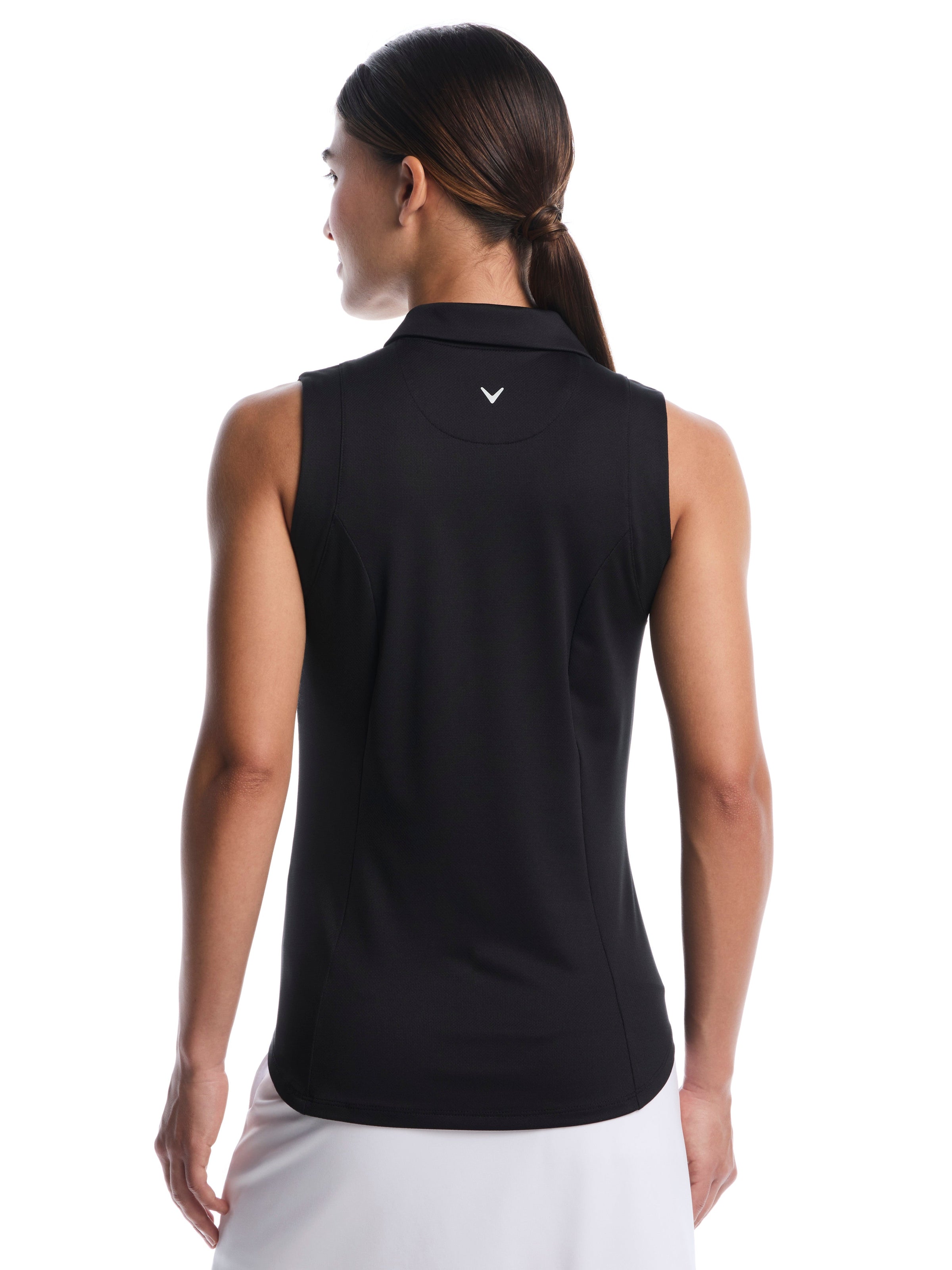 Womens Solid Sleeveless Golf Polo