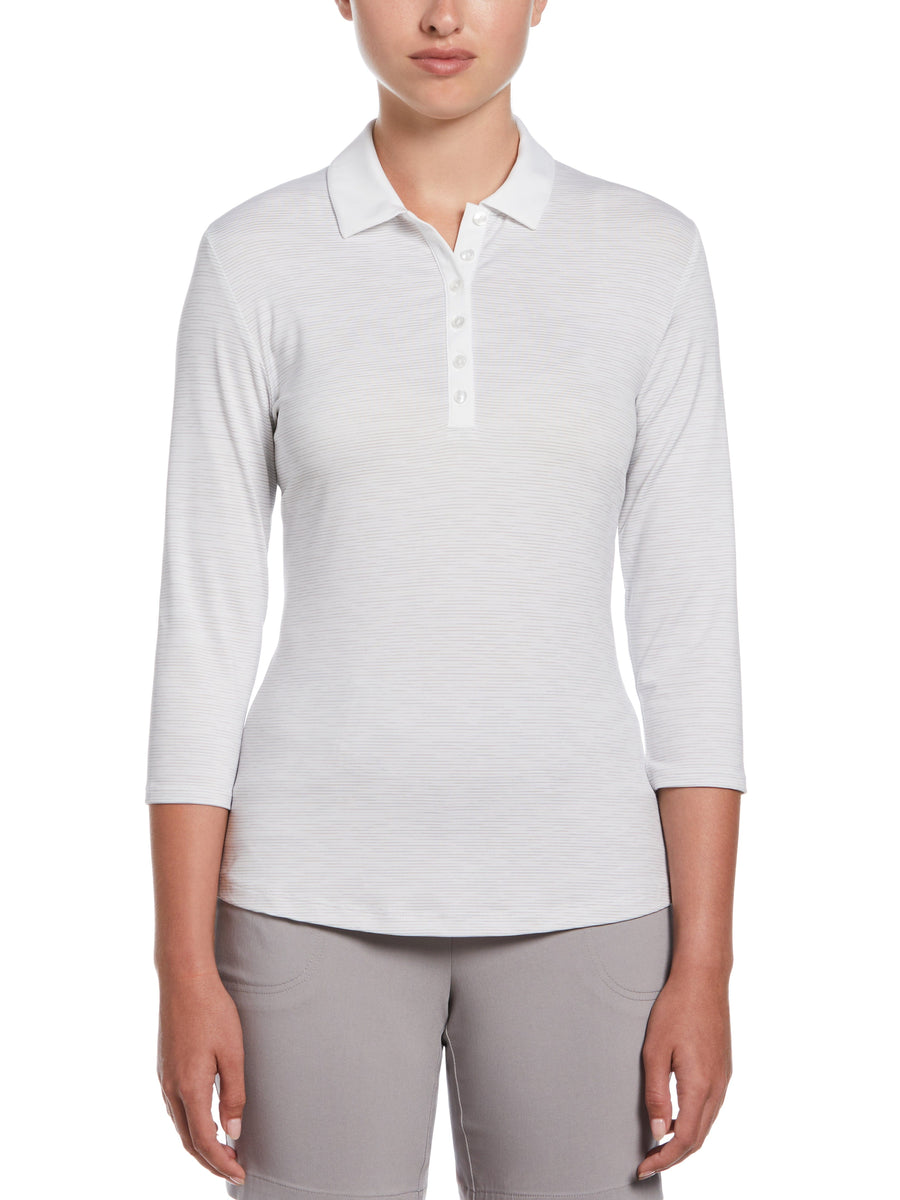 Womens Swing Tech™ 3/4 Sleeve Space Dye Golf Polo