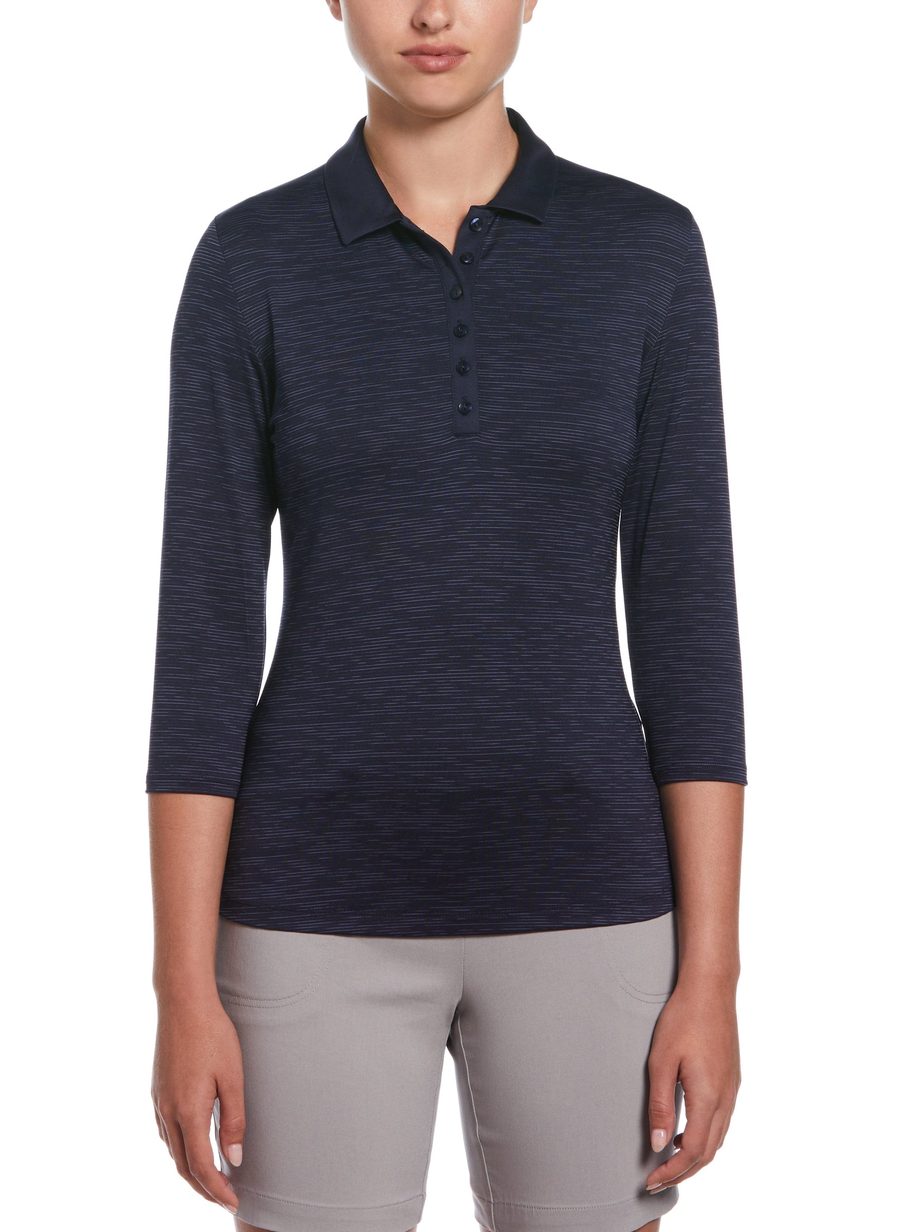 Womens Swing Tech™ 3/4 Sleeve Space Dye Golf Polo