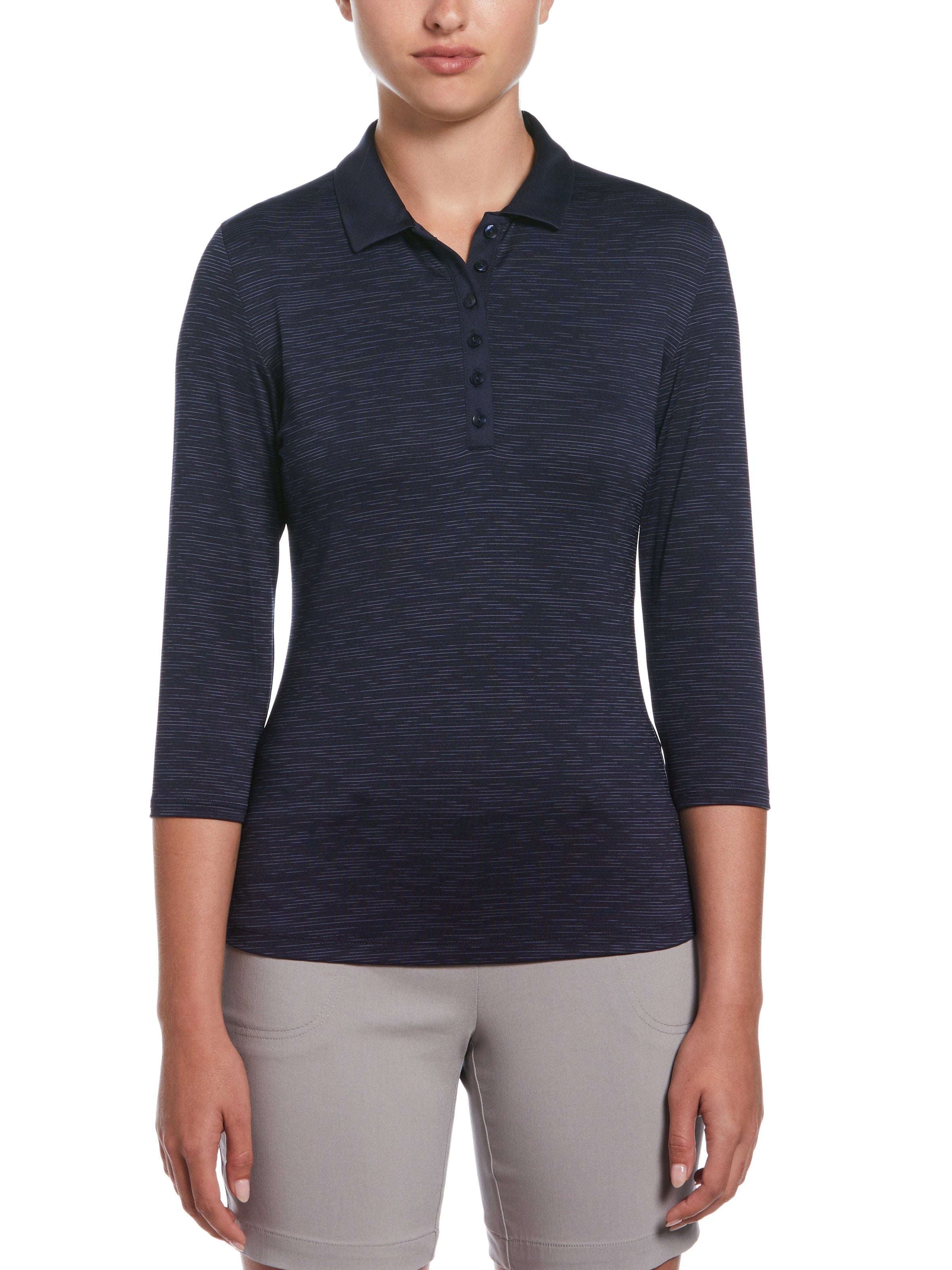 Womens Swing Tech™ 3/4 Sleeve Space Dye Golf Polo