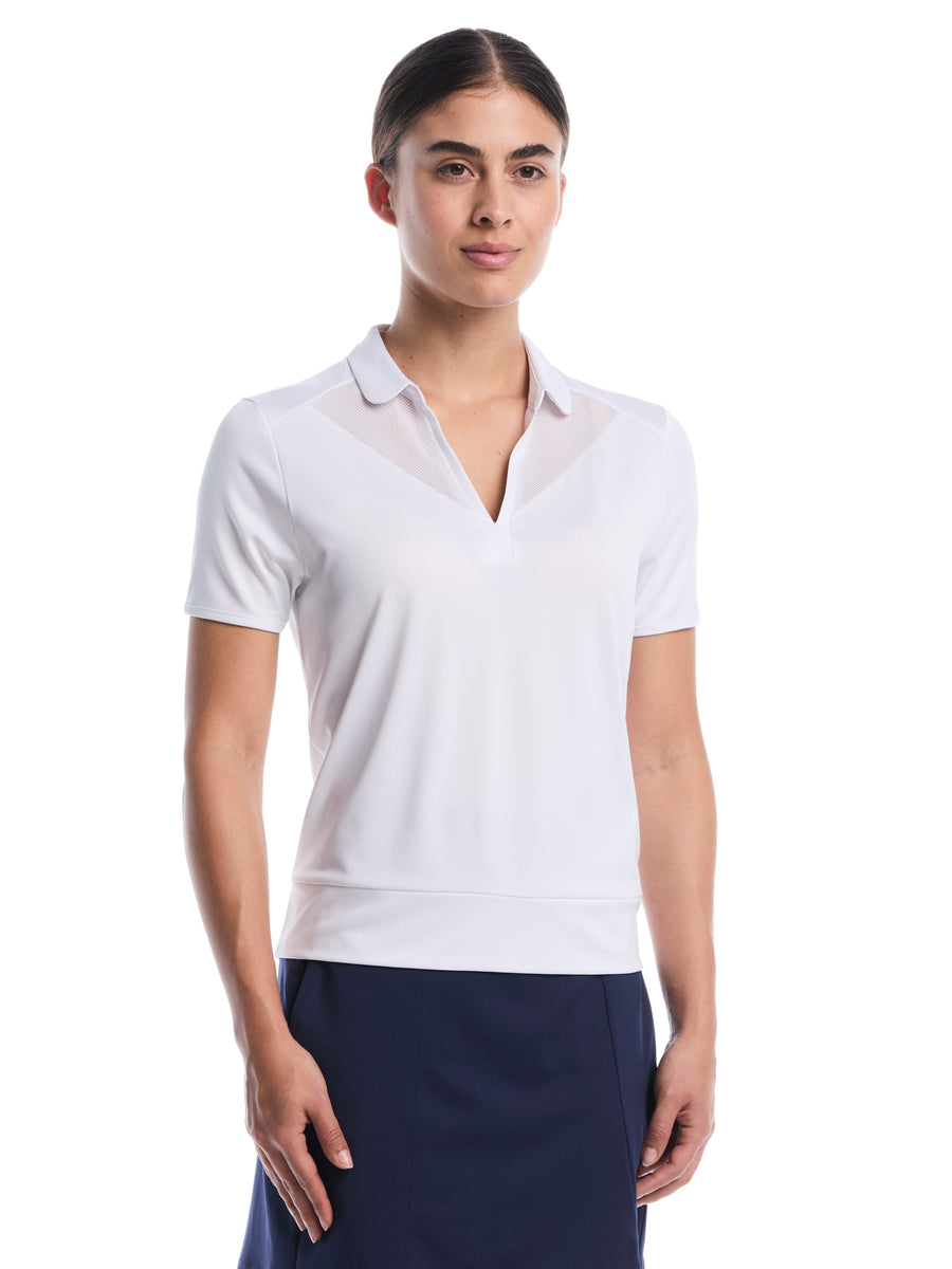 Womens Waist Length Top With Mesh Inserts
