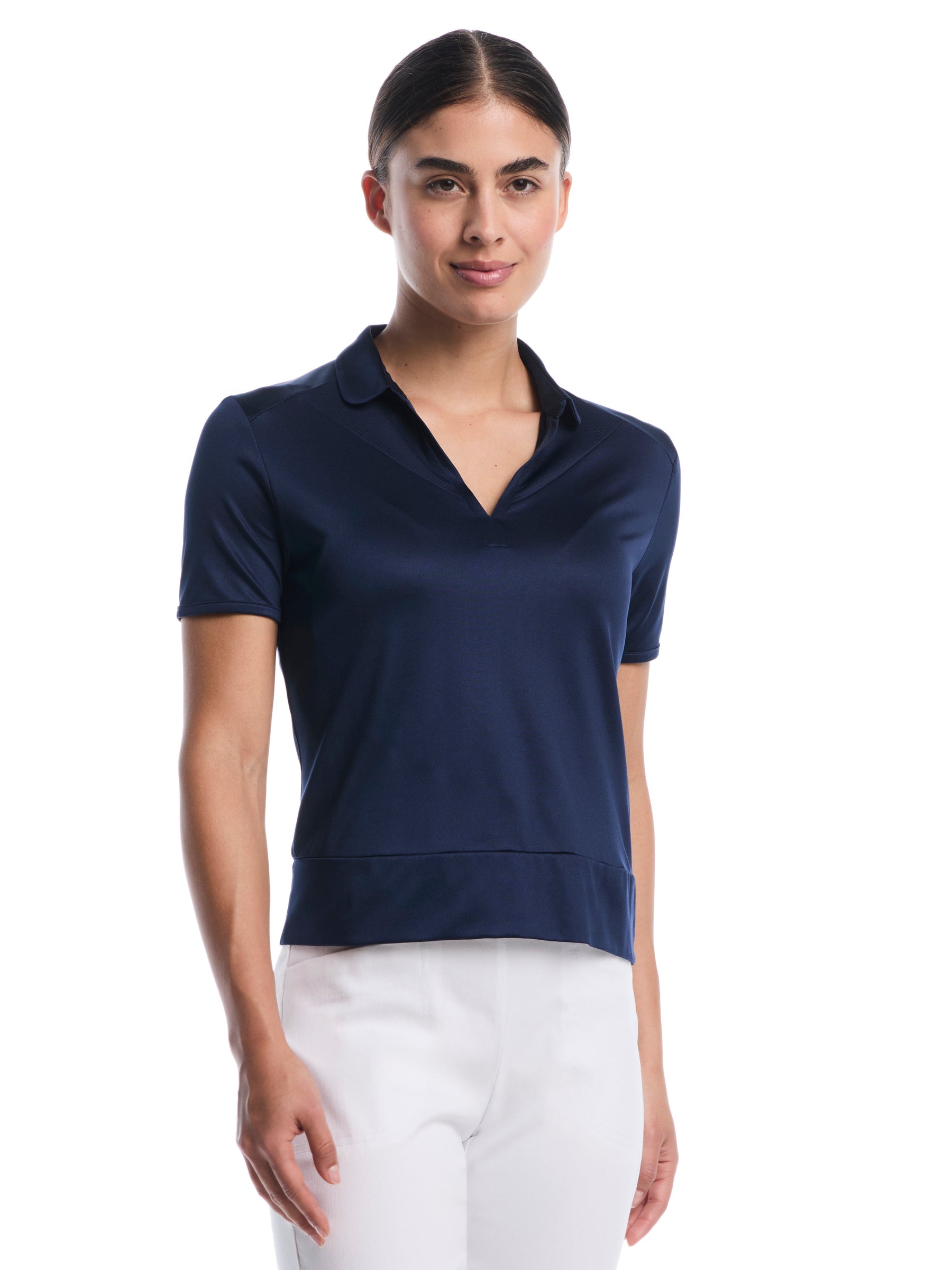 Womens Waist Length Top With Mesh Inserts