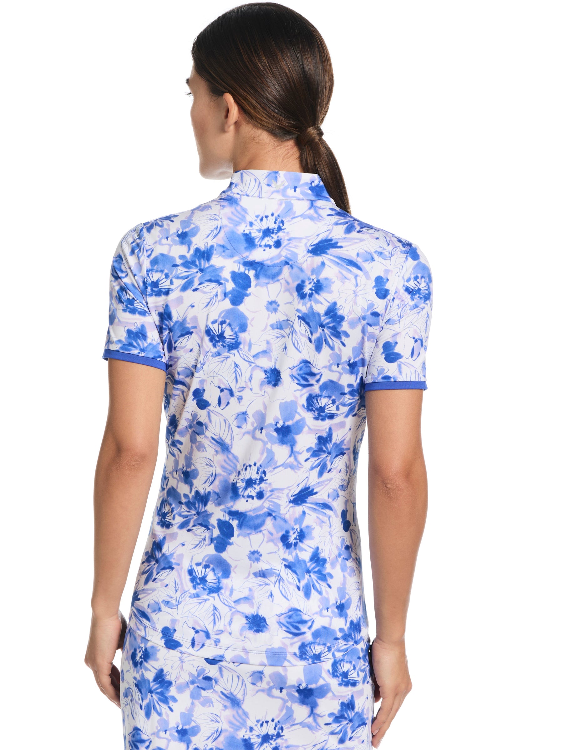 Womens Watercolor Zip Polo