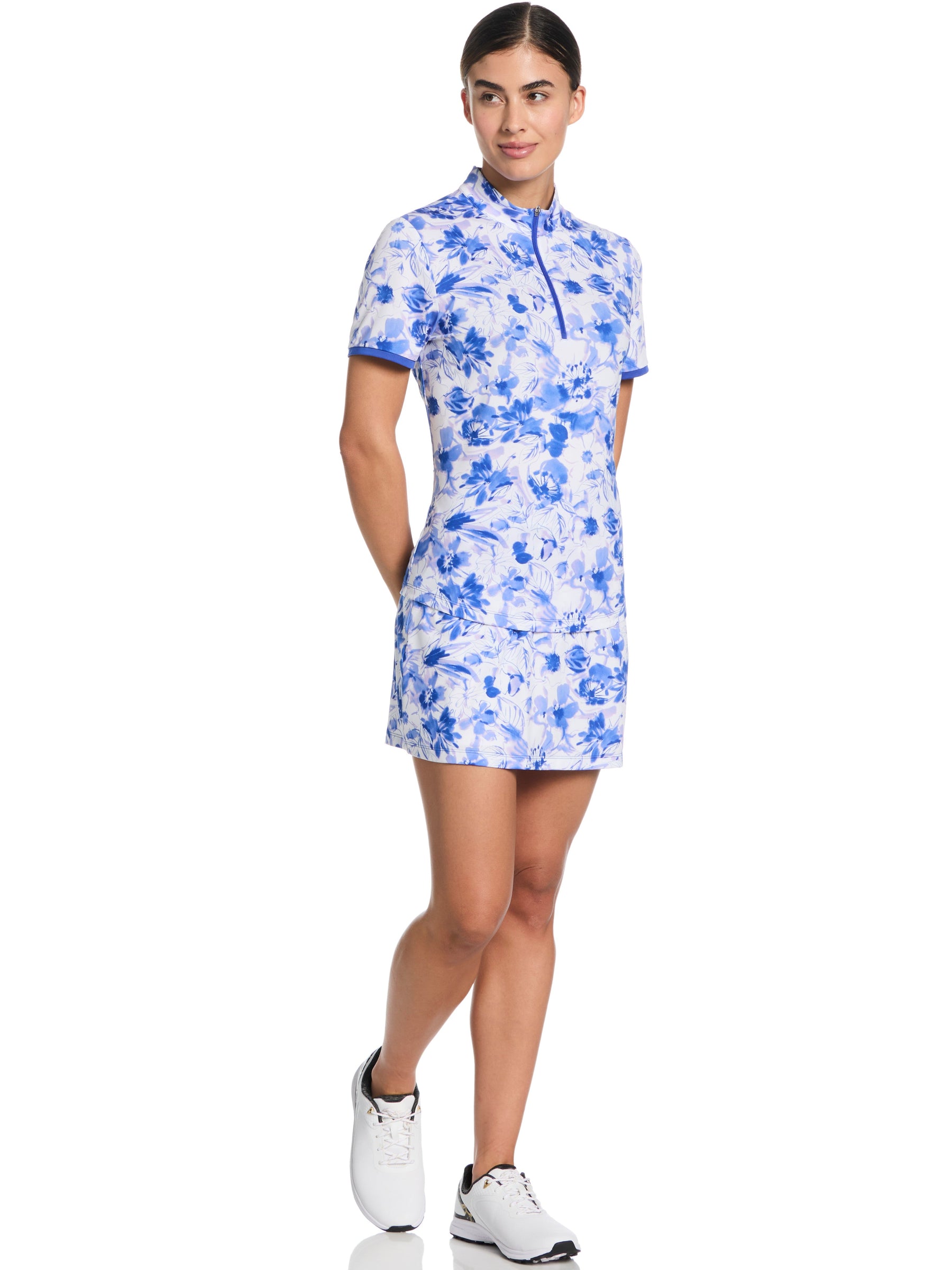 Womens Watercolor Zip Polo