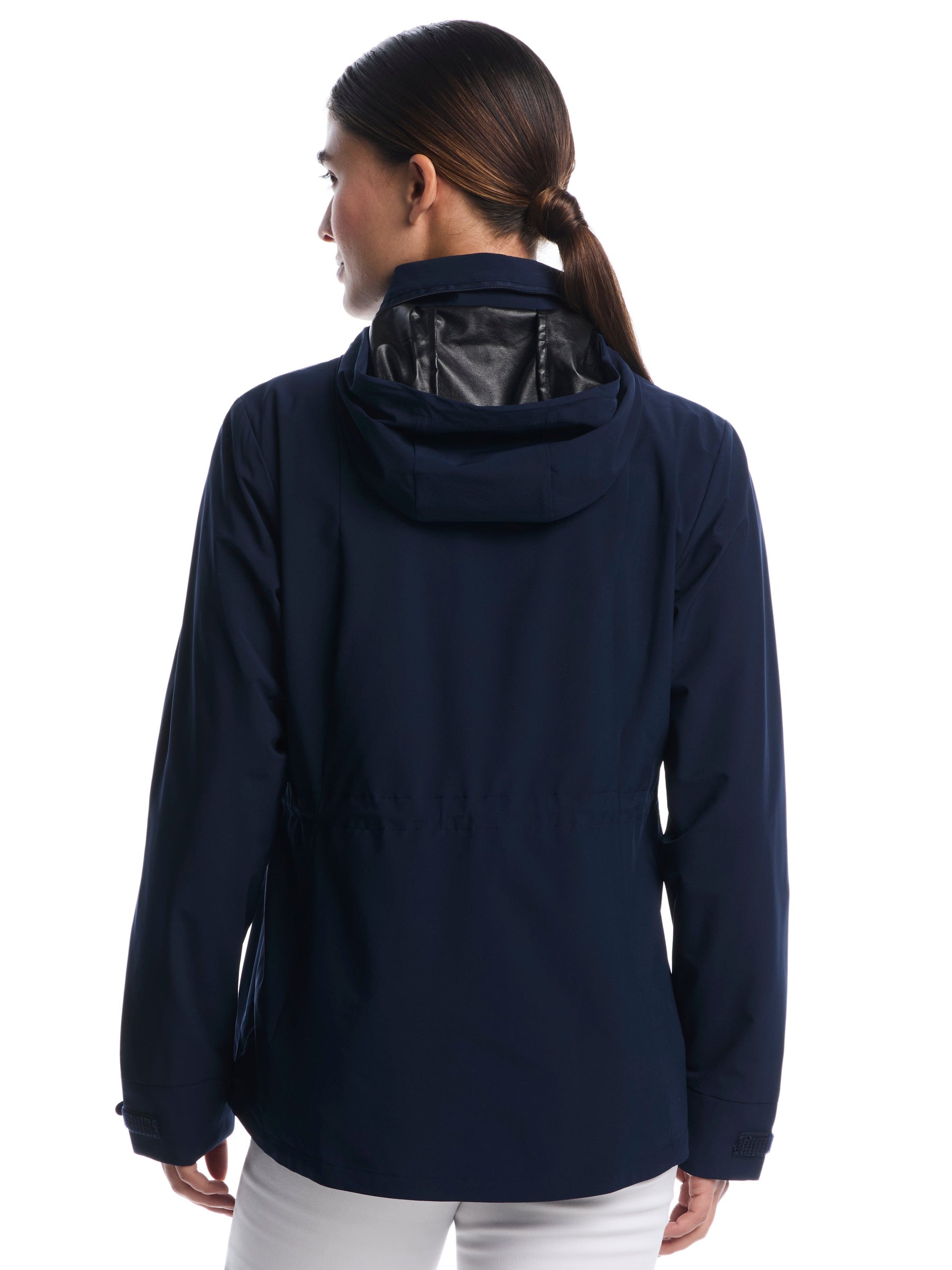 Womens Wind and Water Resistant Golf Jacket with Packable Hood
