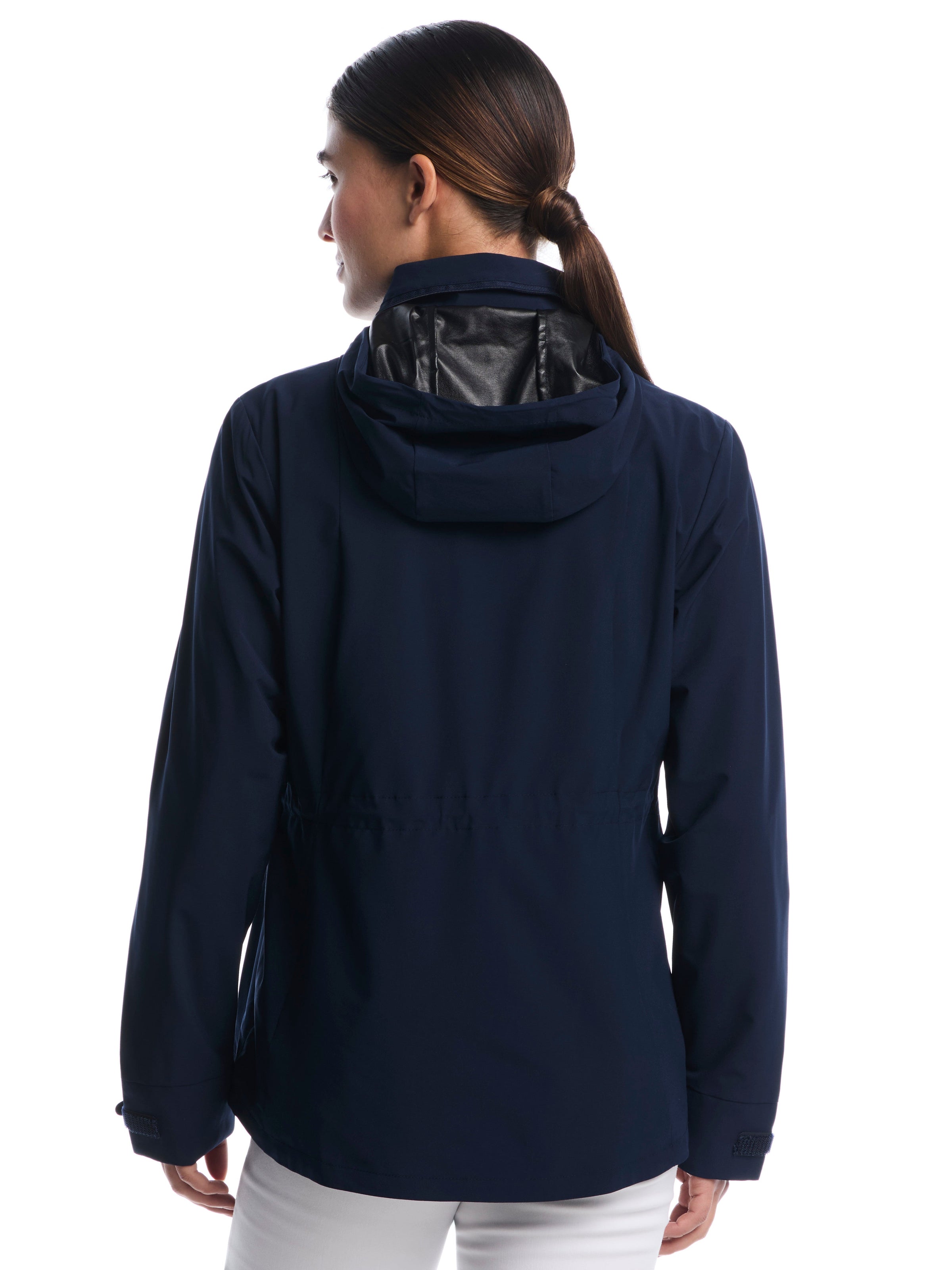 Womens Wind and Water Resistant Golf Jacket with Packable Hood