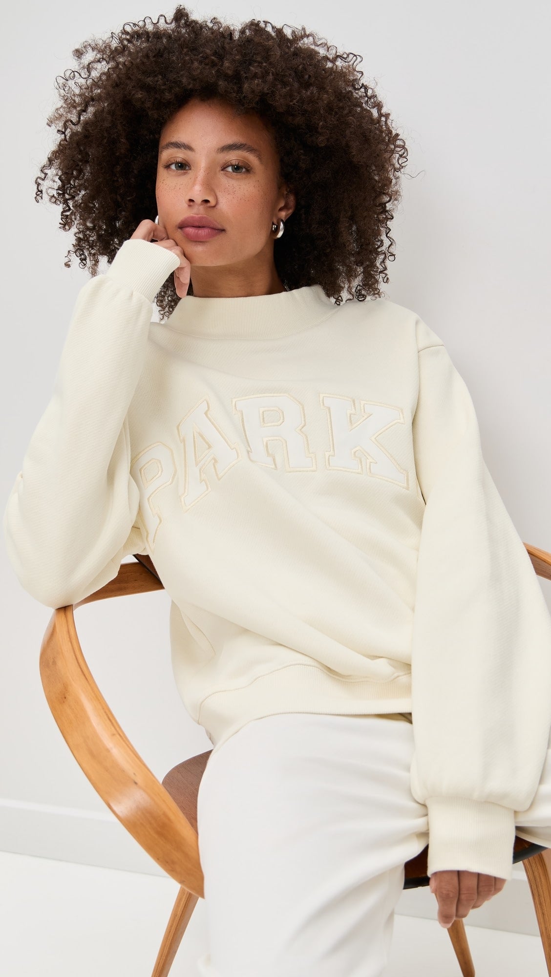 Parke | Bridal Varsity Mockneck Ivory with Ivory Letters