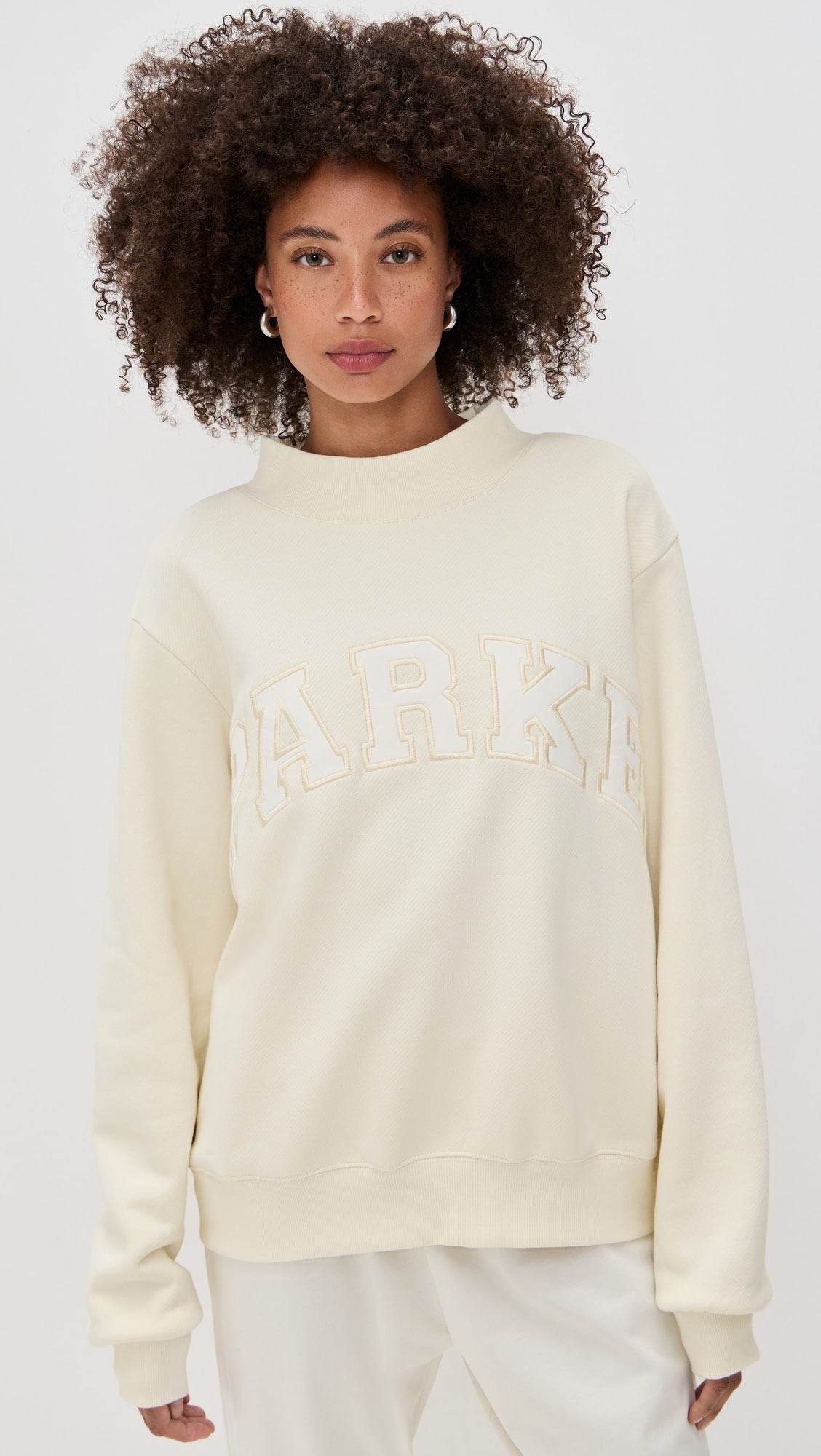 Parke | Bridal Varsity Mockneck Ivory with Ivory Letters